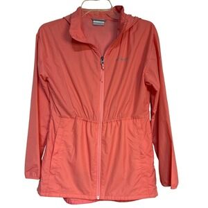 Columbia Womens Full Zip Hooded‎ Windbreaker Jacket Coral Lightweight